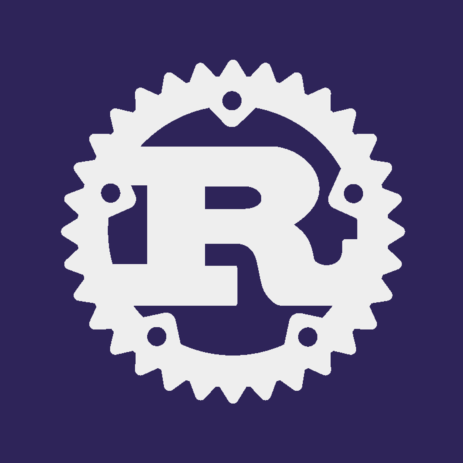 Rust logo on purple background